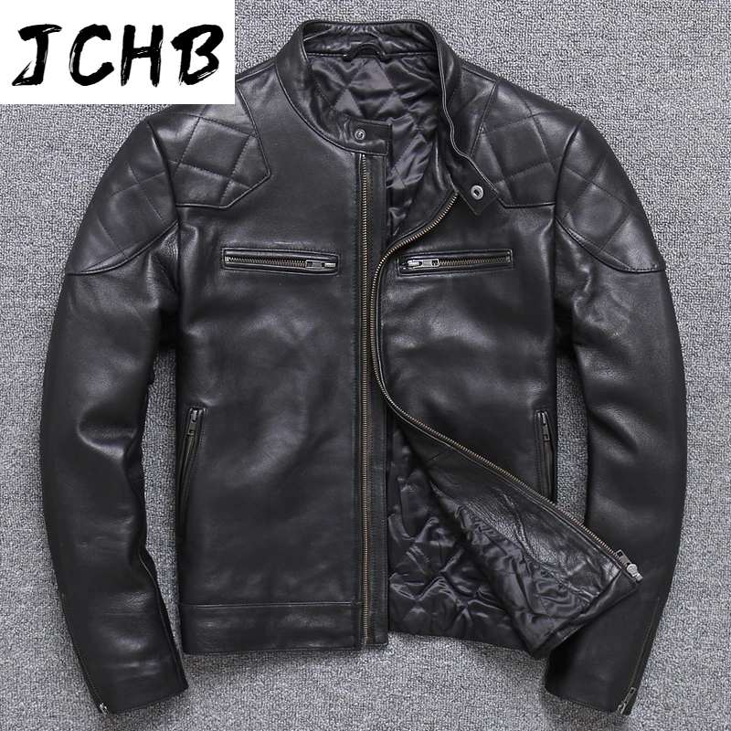

warm shipping.winter Free plus size,Brand casual mens sheepskin Jacket.fashion men's genuine Leather slim coat.biker style.
