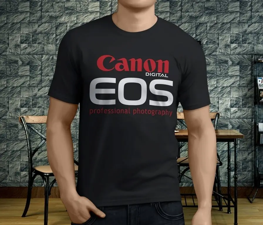 Новая популярная профессиональная Мужская черная футболка Canon Eos с графическим