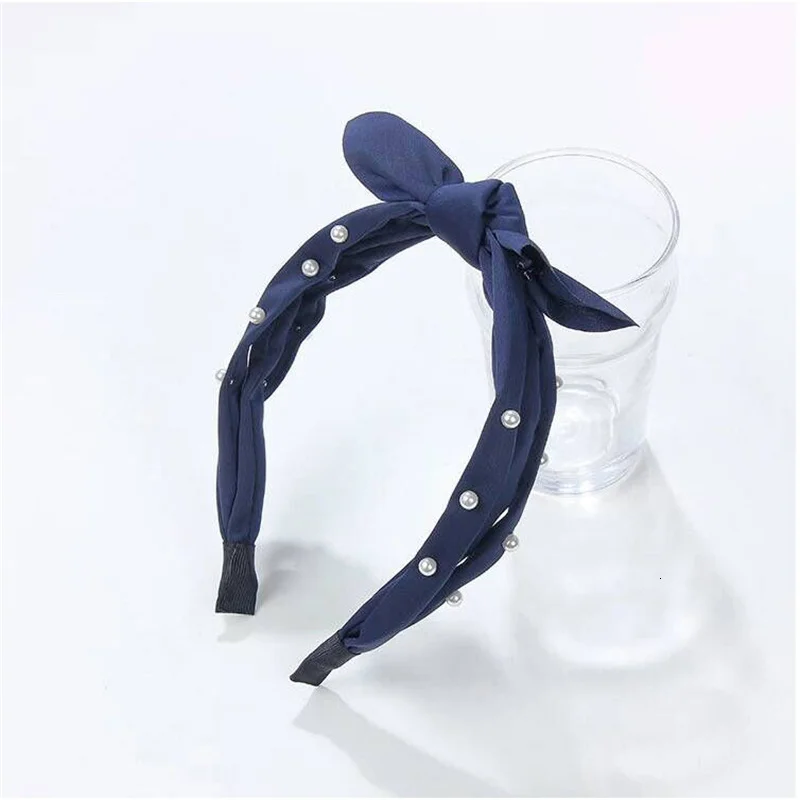 

Korean Cute Bowknot Hairbands Hair Accessories Women Fashion Jewelry Simulated Pearl Bezel Headband For Girl Face Wash Ornament