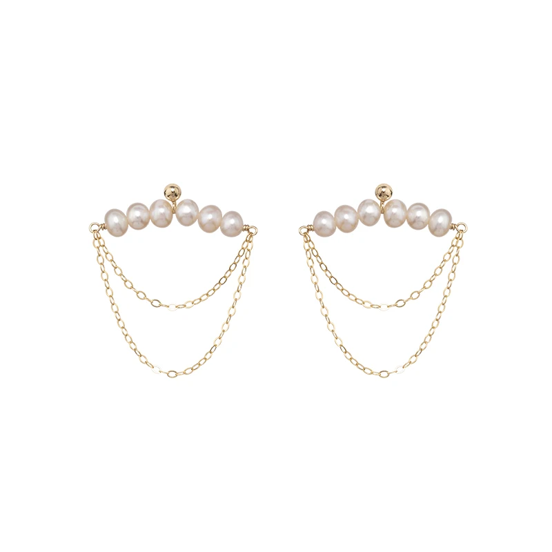 Lii Ji US Goldfilled Real Freshwater Pearl Drop Earrings Genuine Pearl Women Wedding Party Nice Gift