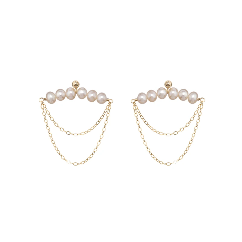 

Lii Ji US Goldfilled Real Freshwater Pearl Drop Earrings Genuine Pearl Women Wedding Party Nice Gift