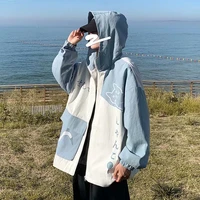 japanese contrast jacket male korean version of the tide brand ins trend summer thin section 2021 new loose hooded jacket