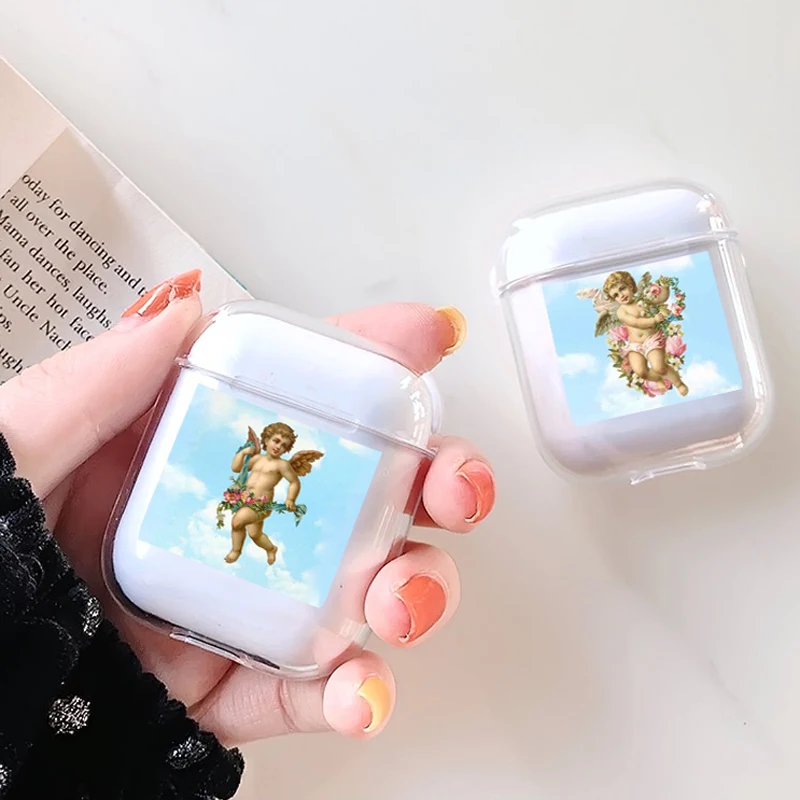 Мягкие милые наушники чехол для Apple airpods чехол Роскошный ангел ребенок прекрасный Air Pods чехол для Airpods 2 прозрачный, мягкий чехол