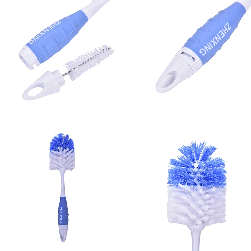 Cepillo de limpieza de esponja de botella 2 en 1, herramientas, Juego de cepillos de paja-5