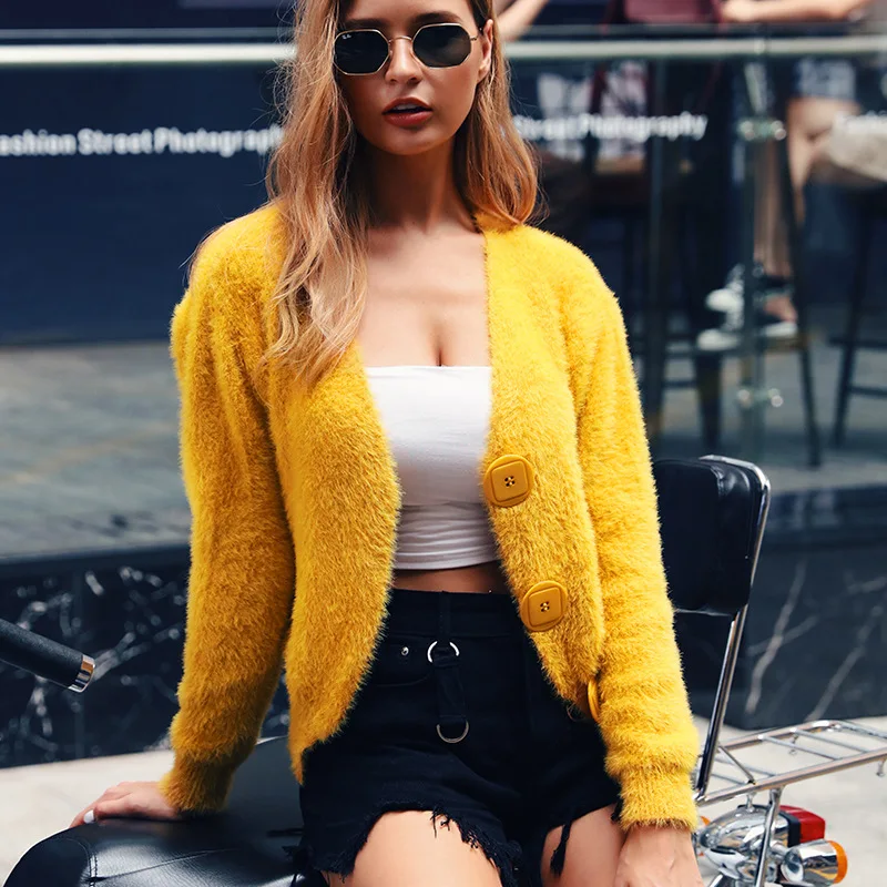 Кардиган женский вязаный на пуговицах Осень-зима |