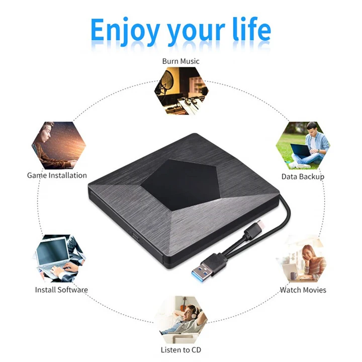YAHEY USB 3,0 type C Внешний привод CD/DVD RW горелки оптический писатель плеер для Apple Mac book Pro Air ноутбука Windows диски