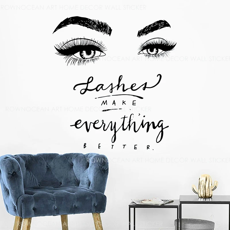 Ресницы Наклейка на стену декор для салона красоты макияж все лучше виниловые