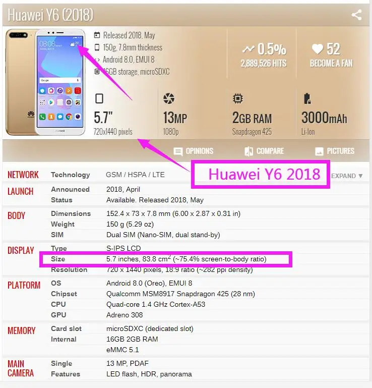 5 7 &quotЖК-монитор для Huawei Y6 2018 ЖК-дисплей + сенсорный экран сборки запасные части
