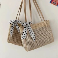 fashion women summer straw large tote bag beach casual shoulder bag female handbag basket storage shopping bag