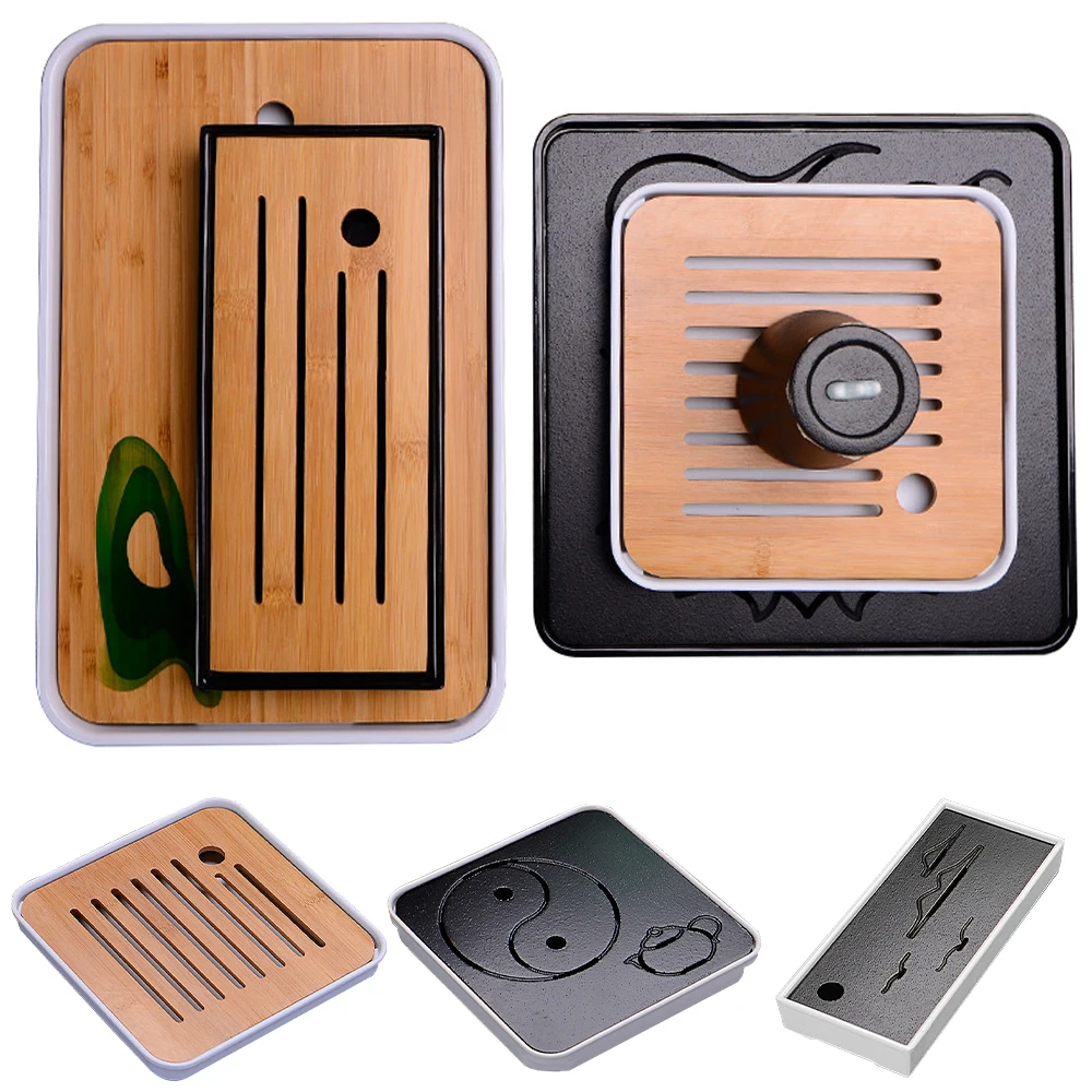 

Bamboo Chinese Tea Trays Kung Fu Tea Table Serving Tray Set Tea Ceremony Etiquette Drainage Water Storage Tea Sets Accessories