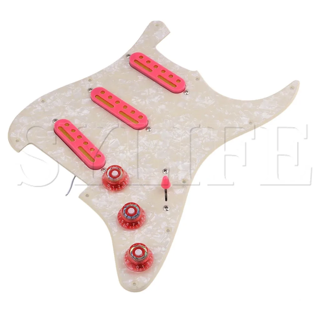 Набор прозрачных красных насадок SSS для электрогитары с 11 отверстиями|Детали и