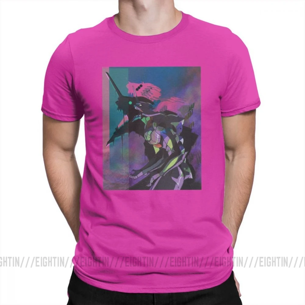 Evangelion Vapor единица 01 Повседневная футболка мужская одежда с короткими рукавами белая футболка из хлопка с круглым вырезом - Цвет: Fuchusia