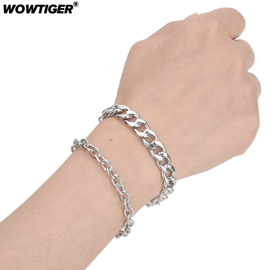 WOWTIGER цепь на руке оптовая продажа мужской браслет из нержавеющей стали кубинский