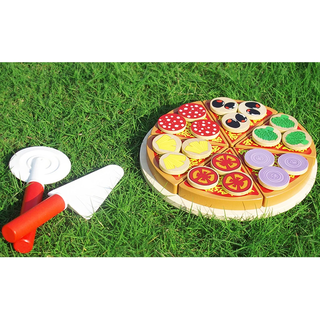 

Simumaltion Wooden Sticky Pizza Kitchen Food Cutting Play Kids Pretend Role Play Kitchen Toy Early Learning