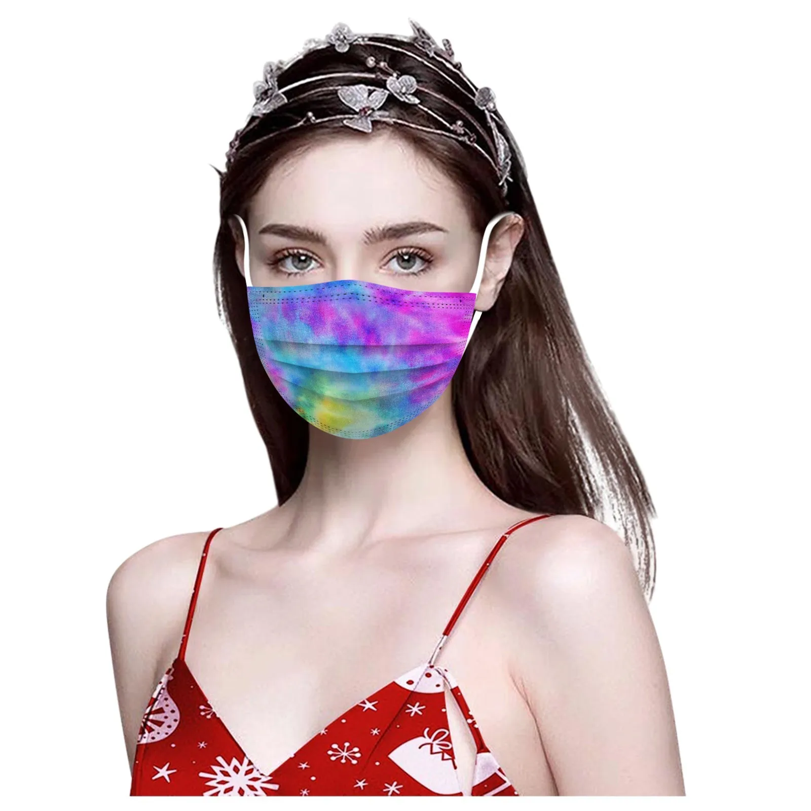 

100PCS Adult Mask Tie-dye printing Disposable protection Mask 3-layer Windproof Face Mask Outdoor Facemask Face Mouth-muffle