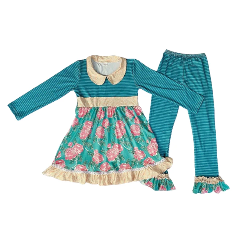 

Красивая детская одежда для маленьких девочек, длинное платье, штаны с цветочным принтом и оборками, комплекты детской одежды