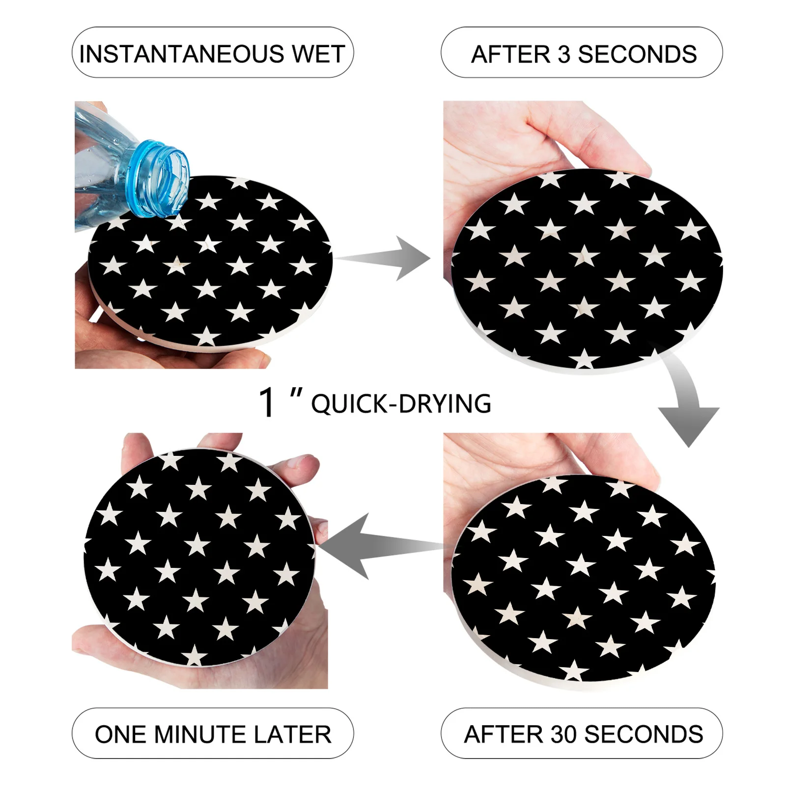 Stars White Black Placemats for Table Coffee Kitchen Accessories Decor Ceramic Coasters |