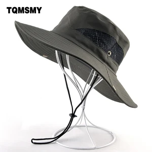 Imported Solid color sun hats for men Outdoor Fishing cap Wide Brim Anti-UV beach caps women Bucket hat Summe