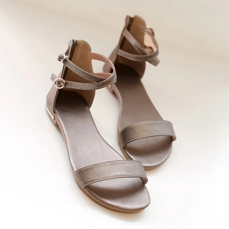 Сандалии женские из натуральной кожи шлепанцы на плоской подошве Повседневная