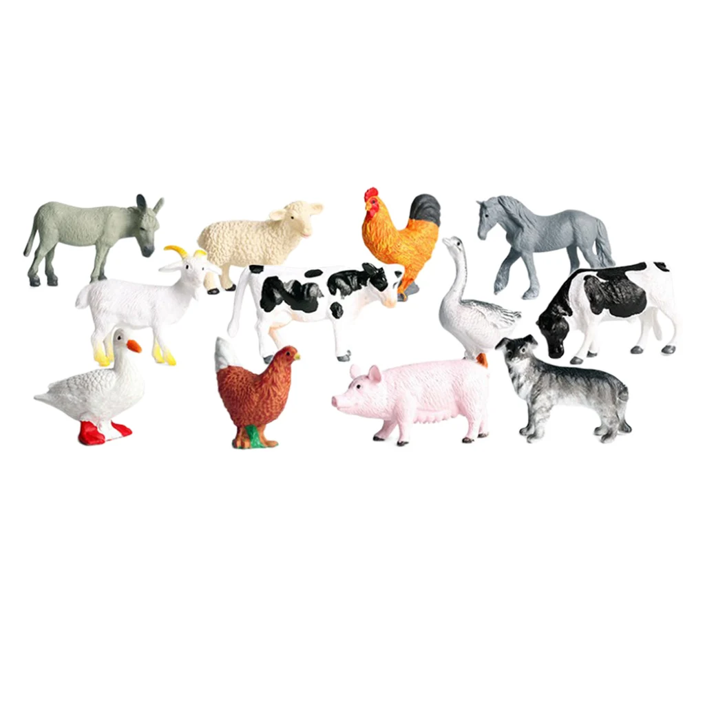 

12pcs Realistic Farm Animal Model Miniature Kids Preschool Early Learning Toys
