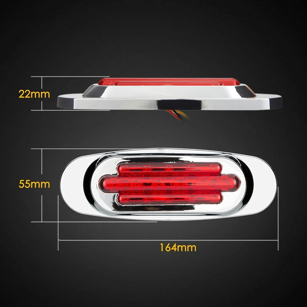 

16LED Side Taillights Side Marker Lights Electroplated 12V/24V Car External Red And Yellow Lamp for Car Truck Waterproof Shippin