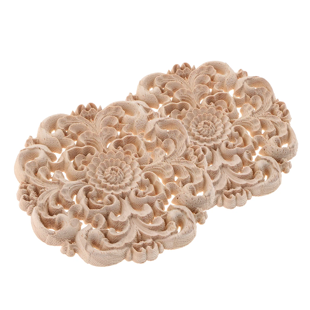 Круглая деревянная резная Цветочная аппликация элегантный шкаф Неокрашенная