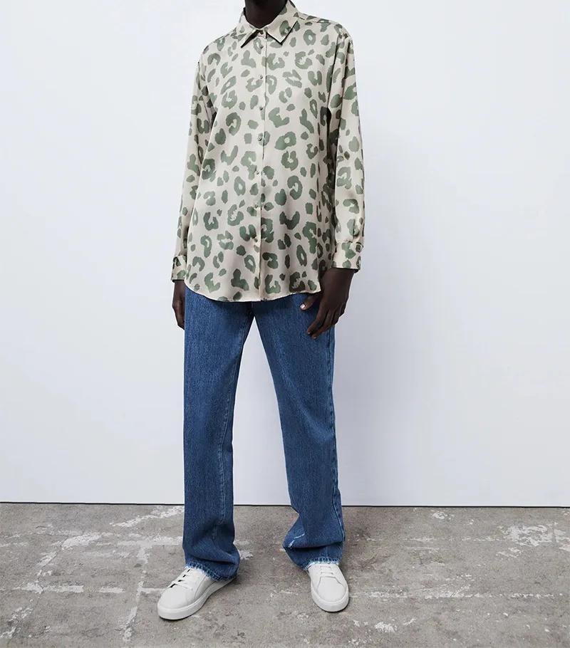 

Leopard Print Blouse Women Spring Long Sleeve Turn Down Collar Office Ladies Satin Shirts Blusas De Mujer Chemise 2021