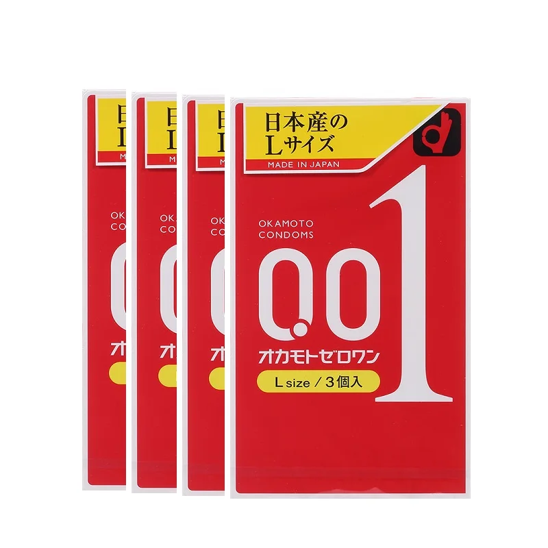 

4Pack 12PCS Original Japan OKAMOTO 001 Condoms Large L Size Penis Sleeve Super Lubricant Men Sex Toy 0.01 mm Ultra Thin Condom