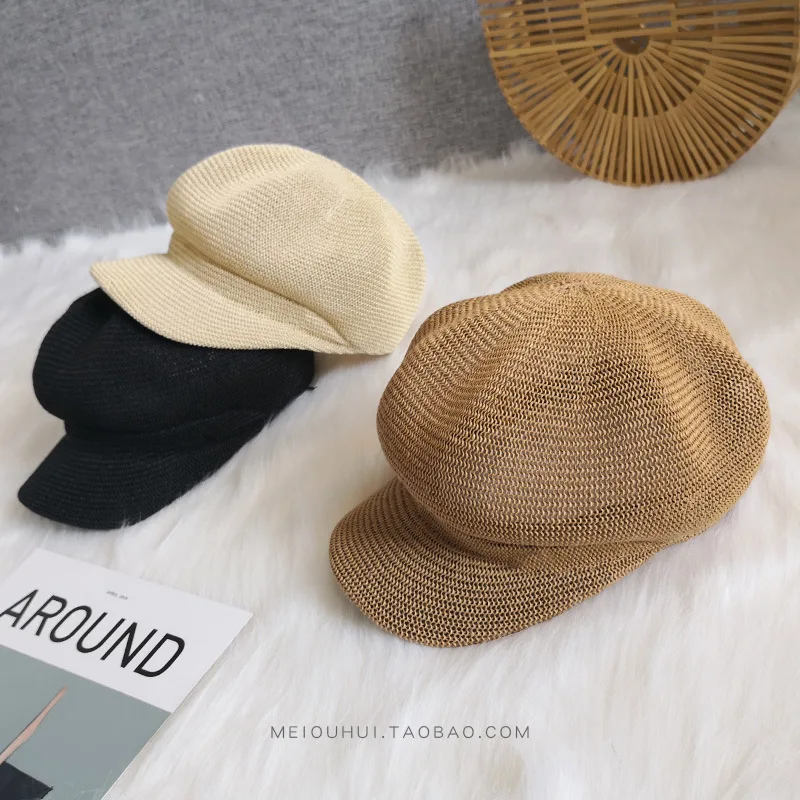 

Octagon Beret British Straw Hat Children Summer Korean-style Leisure Stylish Versatile Fashion Cricket-cap College Style Sun Hat