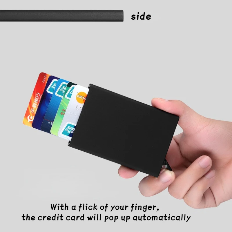 

Aluminium Alloy Business Card Holders Automatic Pop-up Box Convenient Card Holder Credit Card Organizer Business Supplies