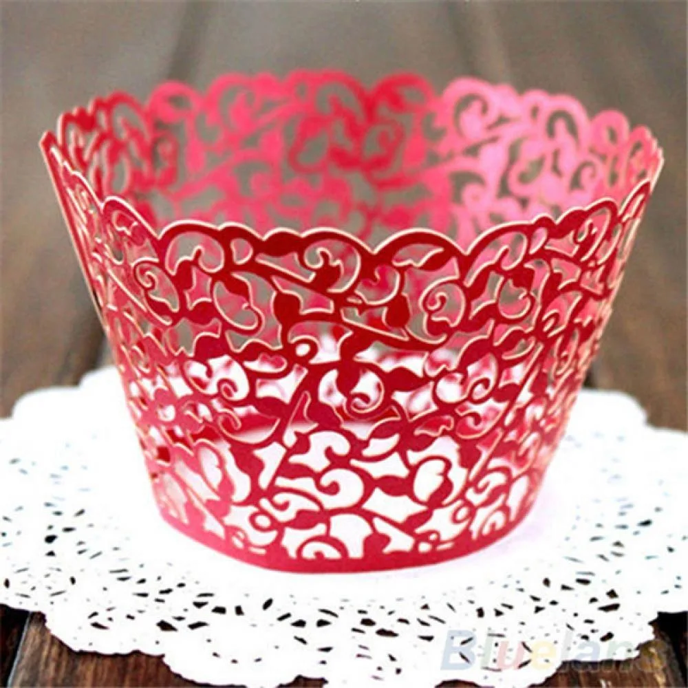 

Hot Sale 12pcs/set Hollow Muffin Cupcake Paper Cups Wedding Birthday Baby Shower Filigree Vine Decor Wrapper Wraps Cupcake Cases