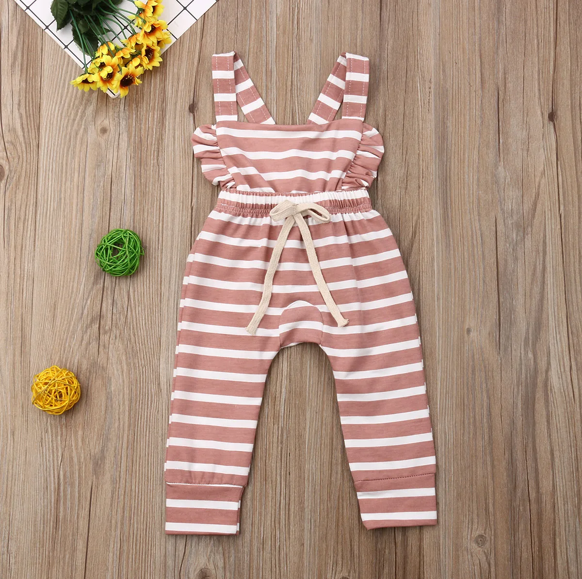 0-3T Baby Summer Clothing Baby Girl Ruffle Bib Pants Kid Romper Toddler Overalls Girls Cotton Outfit Boys Solid Backless Clothes