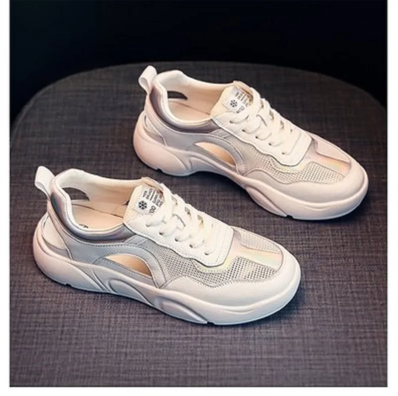 

Summer Fashion Simple Lace-Up Mesh Breathable Pure Color Ladies Casual Sports Shoes Comfortable Large Size 35-40 Running Shoes.