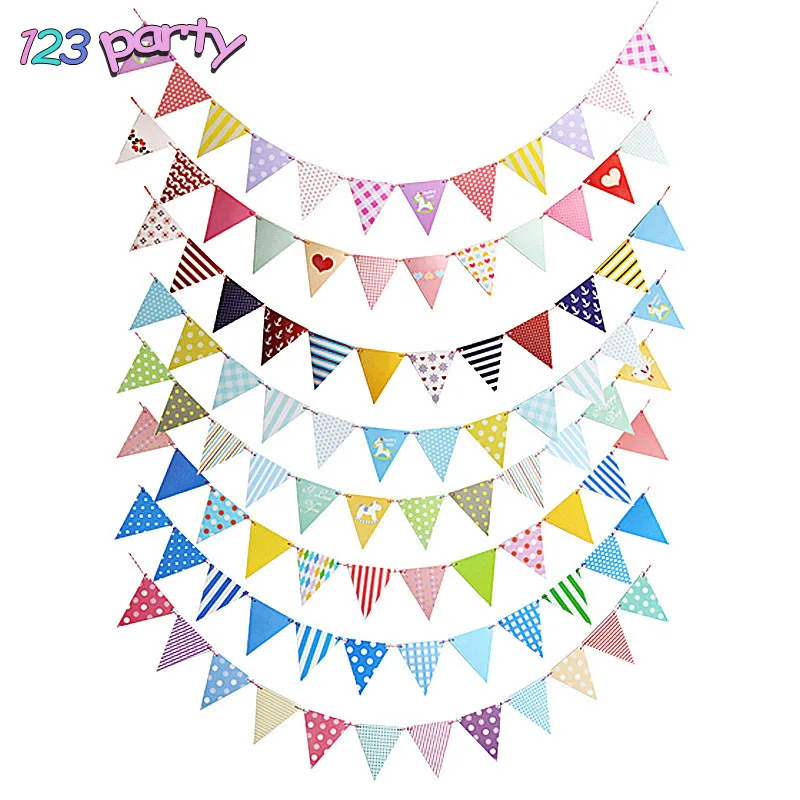 Красочные гирлянды на день рождения хлопковые флажки баннеры украшение для