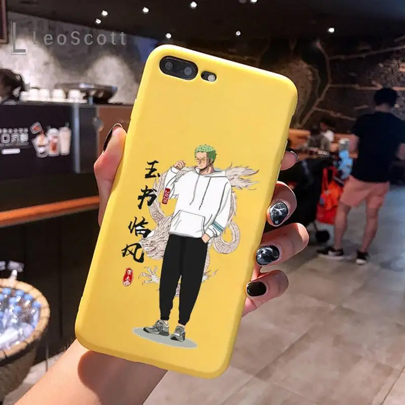 

One Piece Zoro Japanese Manga Phone Case Candy Color for iPhone 11 12 mini pro XS MAX 8 7 6 6S Plus X 5S SE 2020 XR