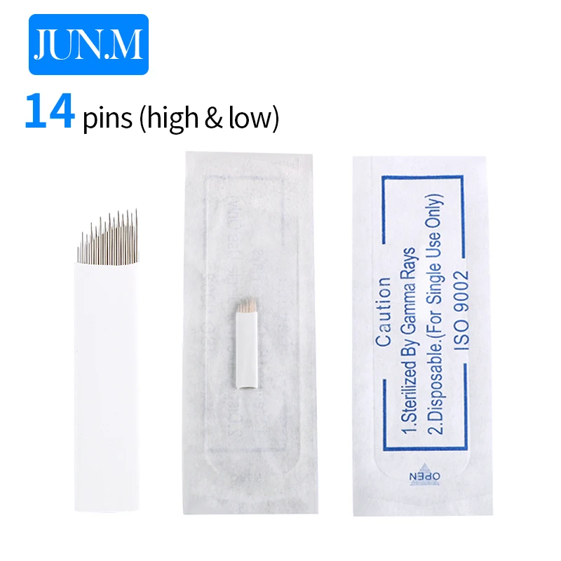 

0.25mm 50pcs 14 Needles Tattoo High Low Arc Micro Blade Eyebrow Embroidery Permanent Makeup Microblading Eyebrow Manual Needles