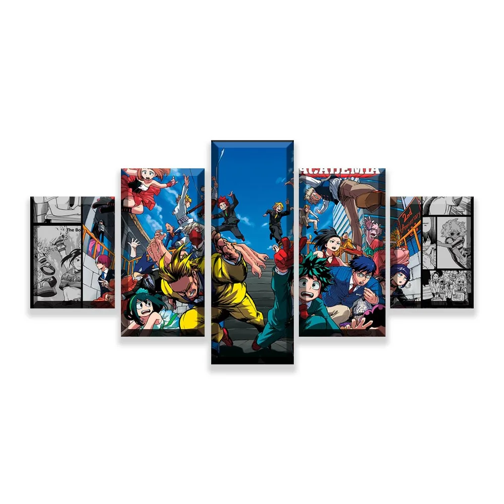 

Canvas Paintings Wall Art Framework 5 Pieces Animation My Hero Academia Role Poster HD Prints Pictures Living Room Decorative