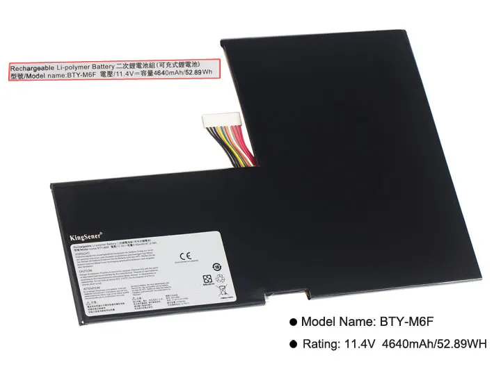 KingSener BTY-M6F ноутбук аккумулятор для MSI GS60 MS-16H2 MS-16H4 2PL 6QE 2QE 2PE 2QC 2QD 6QC 6QC-257XCN серии 11,4 V 4640 мА-ч