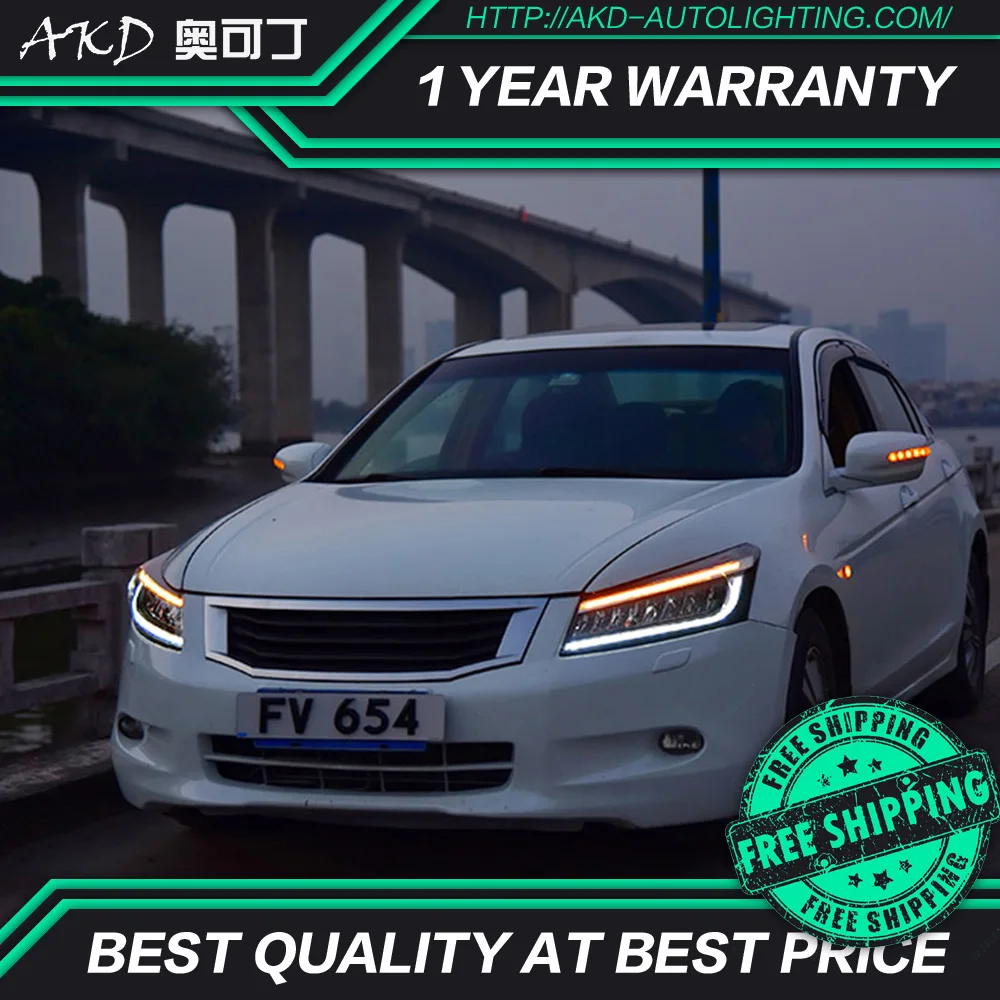 AKD тюнинг Автомобильные фары для Honda Accord G8 2008 2013 полностью светодиодный ные DRL