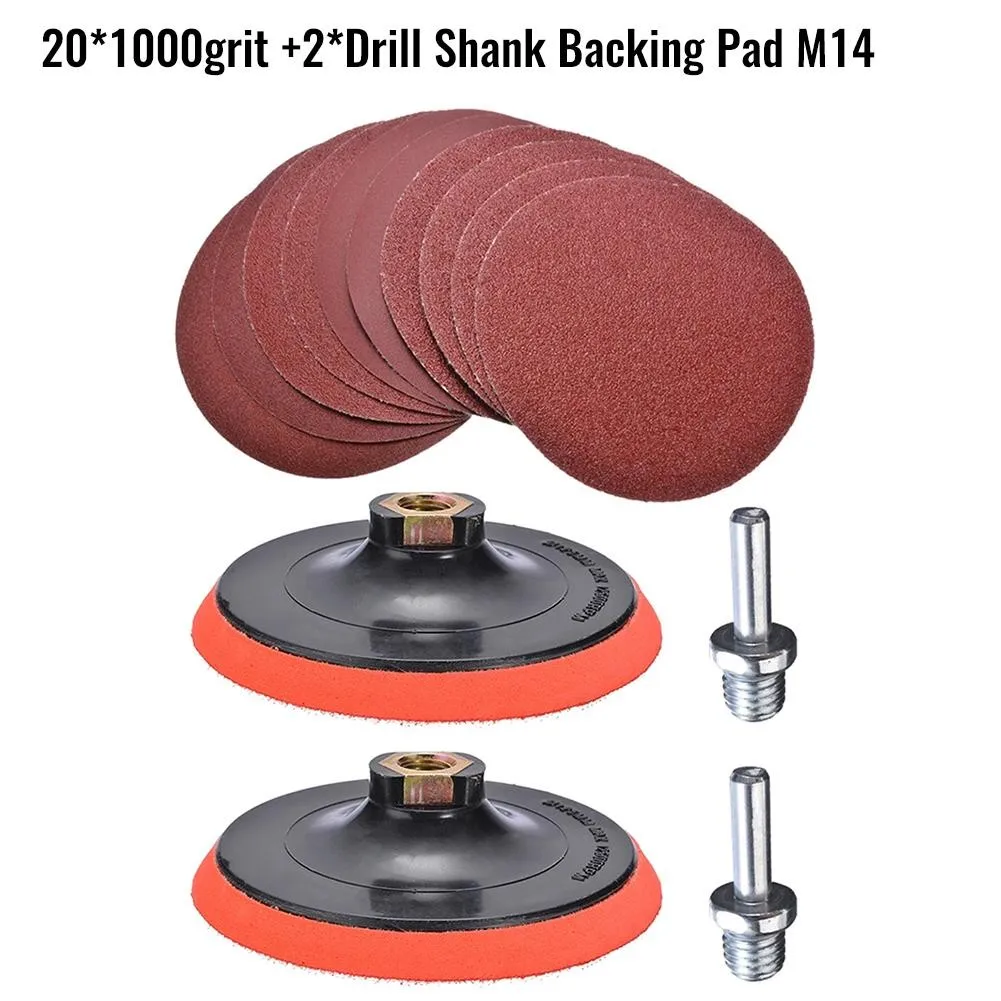 

10/20pcs Sandpapers 125mm Sander Disc Sanding Discs 1000grit With Abrasive Polishing Pad & M14 M10 Drill Adapter For Rotary Tool