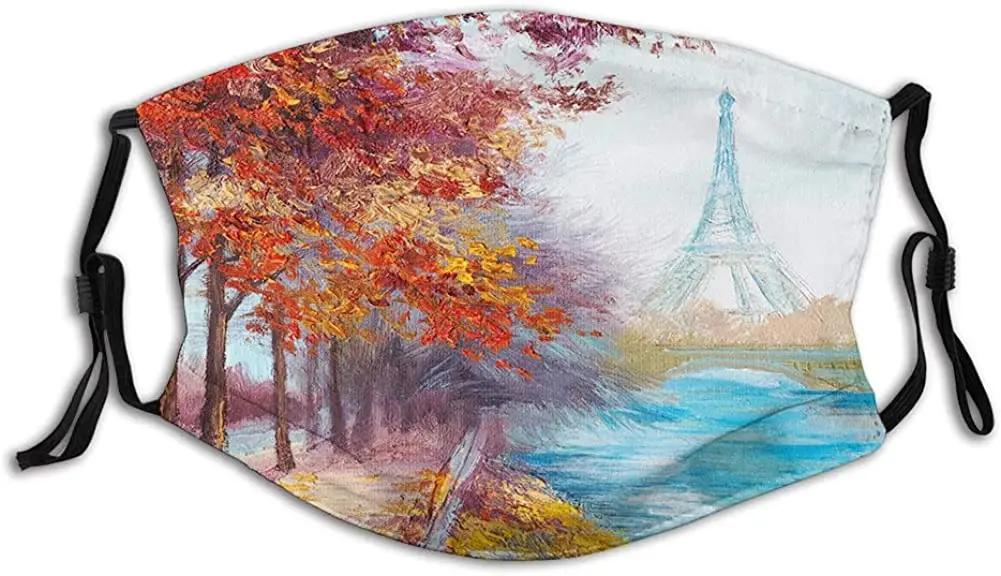 

Romantic Paris Eiffel Tower Anti Dust Face Facial Protection Adjustable Size Reusable Face,Camping Running For Women And Men