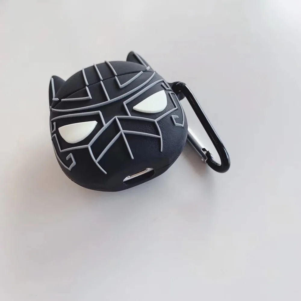 3D милый мультфильм Marvel Черная пантера корпусы гарнитурные для Apple Airpods 1 2 Силиконовый наушник защитный чехол