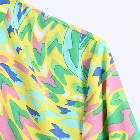 Женское винтажное платье-рубашка средней длины, платье с цветочным принтом, отложным воротником и рукавом три четверти, свободное платье на пуговицах