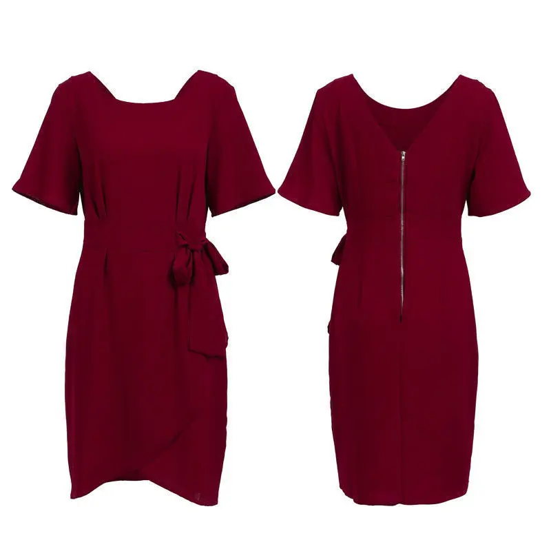 2019 модное женское сексуальное платье с О образным вырезом и коротким рукавом