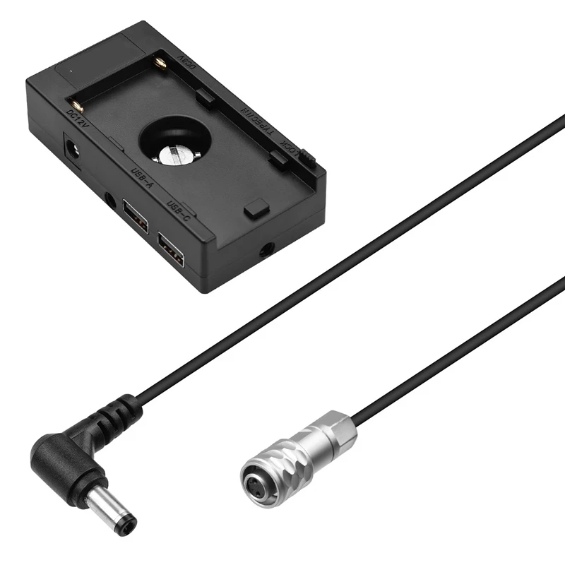 

NP-F970 Battery Plate Holder Adapter with Dual USB Interface + BMPCC Power Adapter Cable for BMPCC 4K/ 6K Cameras
