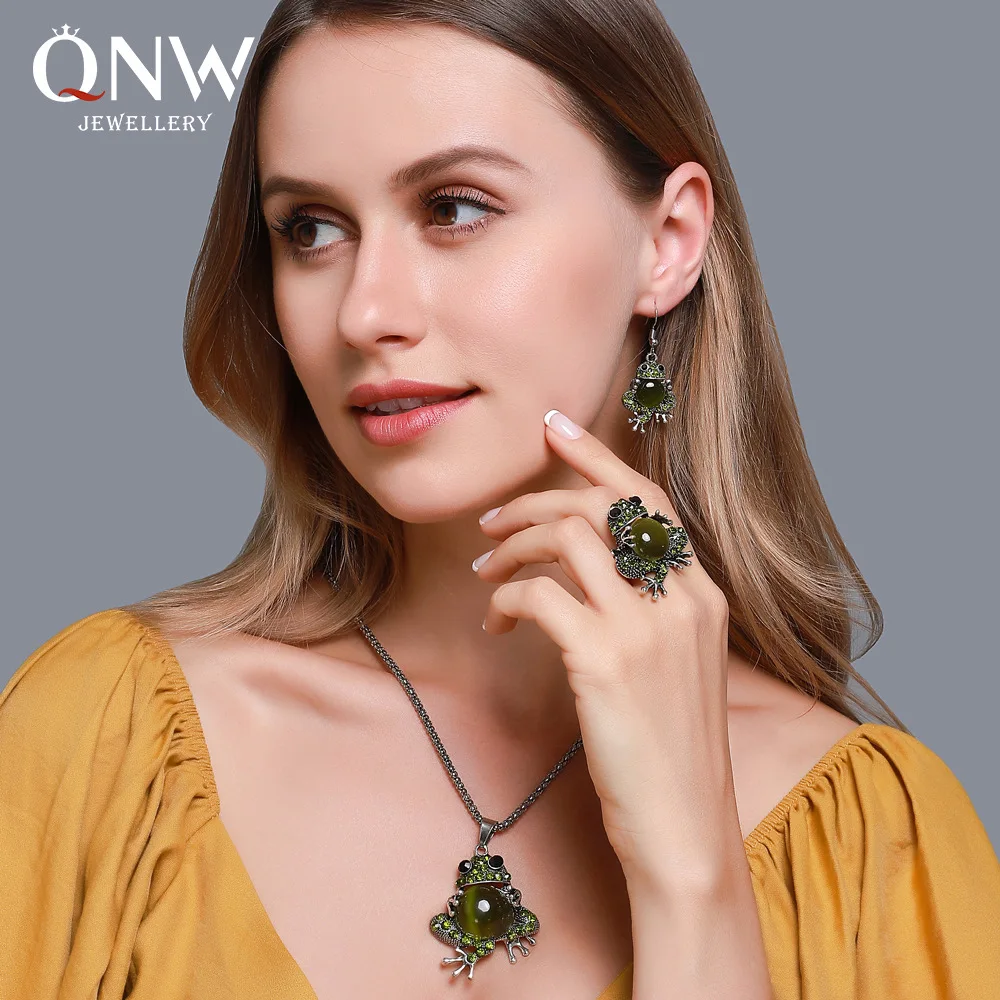 5 шт. милые ювелирные изделия с животными опал серьги лягушки эластичное кольцо