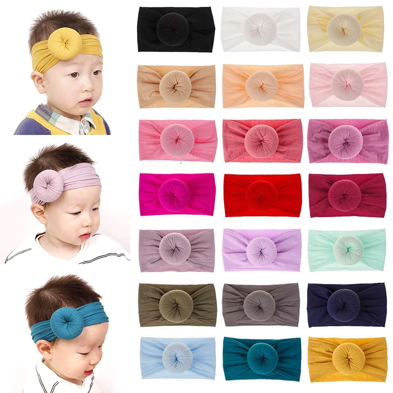 Однотонная Детская повязка для волос аксессуары детская мягкая нейлоновая на