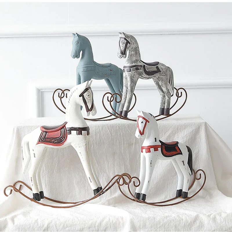 Европейский стиль твердая деревянная лошадка качалка орнамент ручная работа