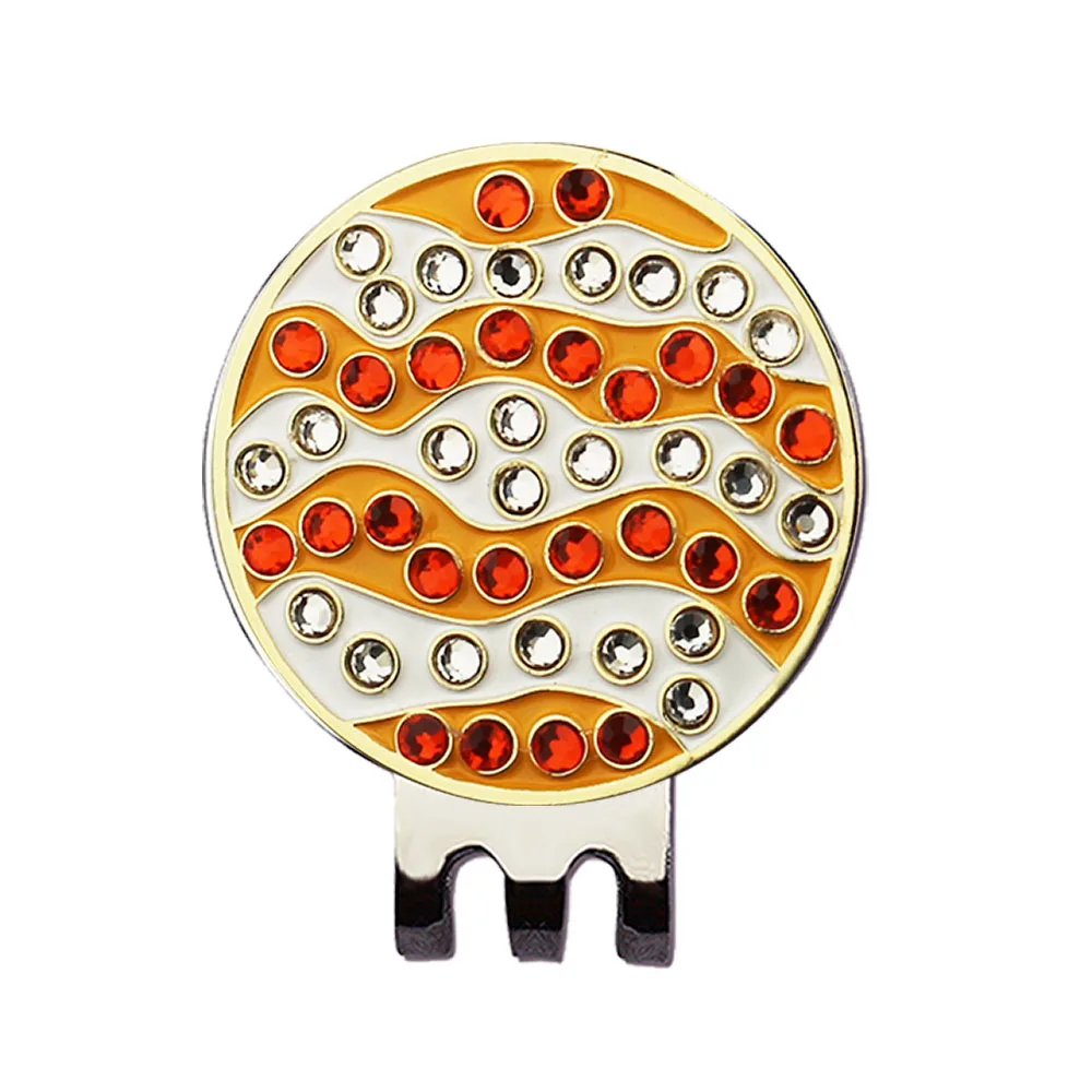 brown white PINMEI Embossied отметка для мяча для гольфа шляпа клип набор Bling Гольф-маркер с магнитом крышка клип набор Гольф аксессуары Подарки для леди детей - Цвет: brown white
