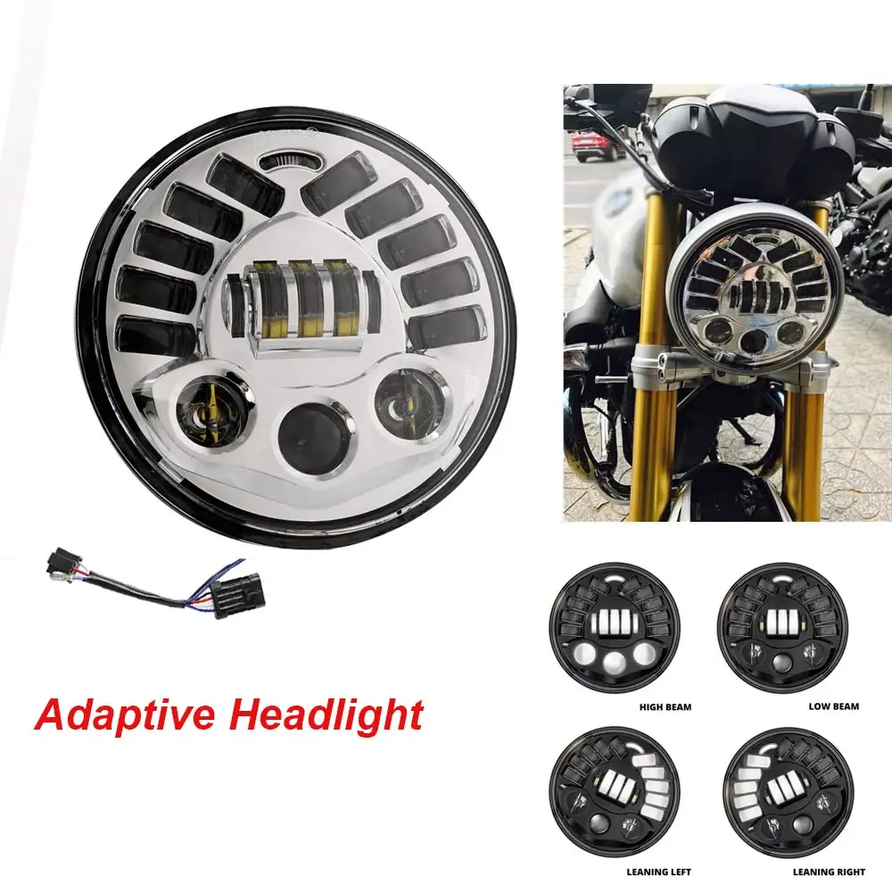 Adaptive light Silve Универсальный " светодиодный автомобильный мотоциклетный головной светильник H4 Phare Farol Moto налобный светильник для Harley Softail Кафе Racer Chopper Honda - Цвет: Adaptive light Silve